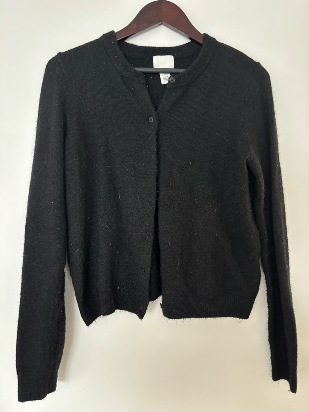 H&M Black Crewneck Button-Front Cardigan